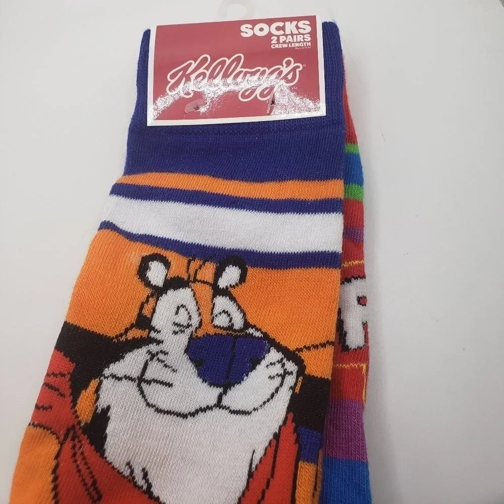 𝅺kellogs socks cereal Tony the tiger fruit loops socks